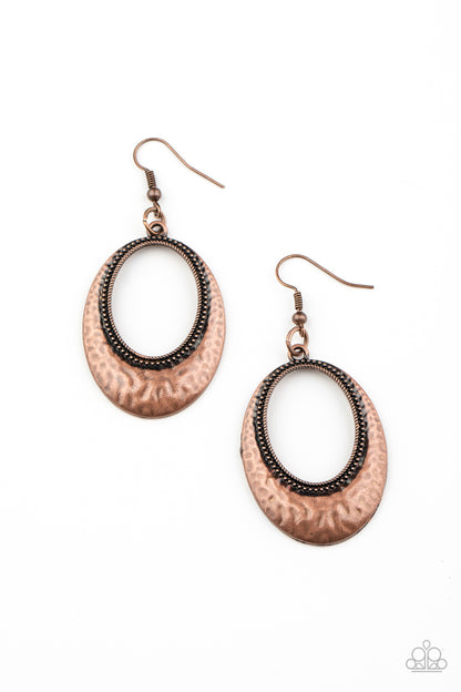 Tempest Texture - Copper Earring Paparazzi Accessories