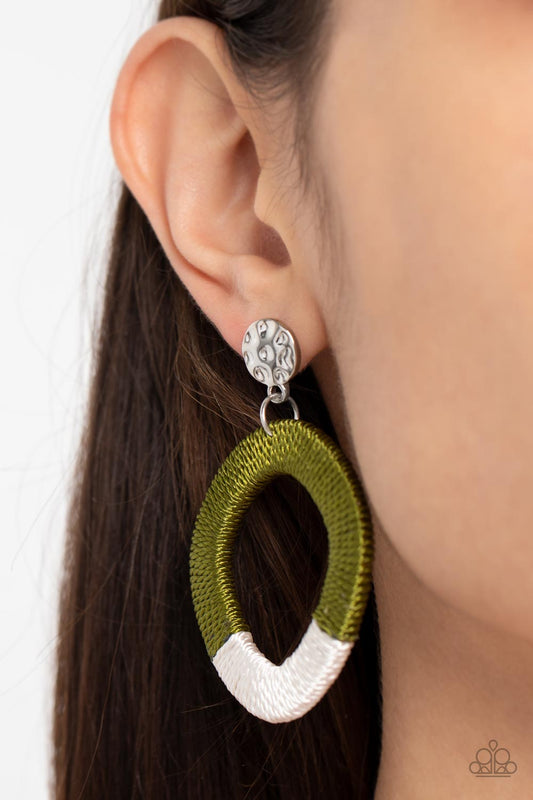 Paparazzi Thats a WRAPAROUND - Green Wooden Post Earrings. #P5PO-GRXX-047XX. Subscribe & Save!