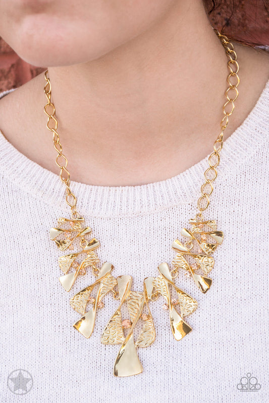 Paparazzi The Sands of Time Gold Statement Necklace. Get Free Shipping. #P2RE-GDXX-010XX