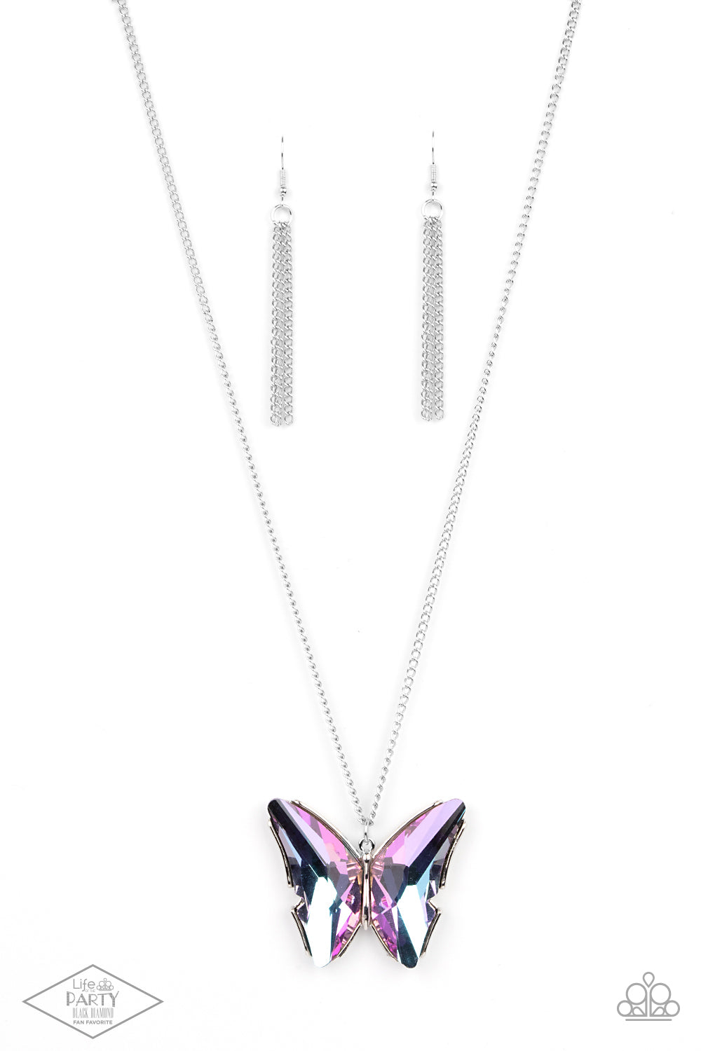 The Social Butterfly Effect Purple Butterfly Long Necklace Paparazzi Accessories. #P2SE-PRXX-205XX.