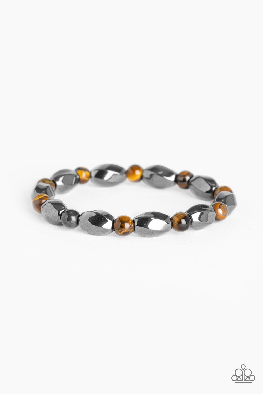 To Each Their Own Brown Bracelet Paparazzi $5 Jewelry, #P9SE-URBN-448XX. Gunmetal Beads bracelet