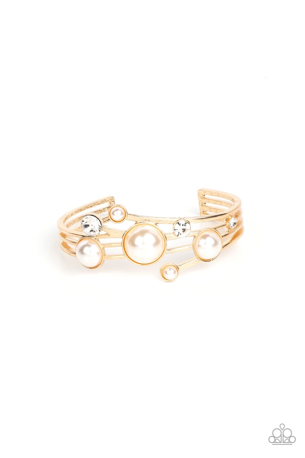 Paparazzi Total SAIL-Out Gold Bracelet. Subscribe & Save. #P9RE-GDXX-366XX. Gold and Pearl $5 Cuff