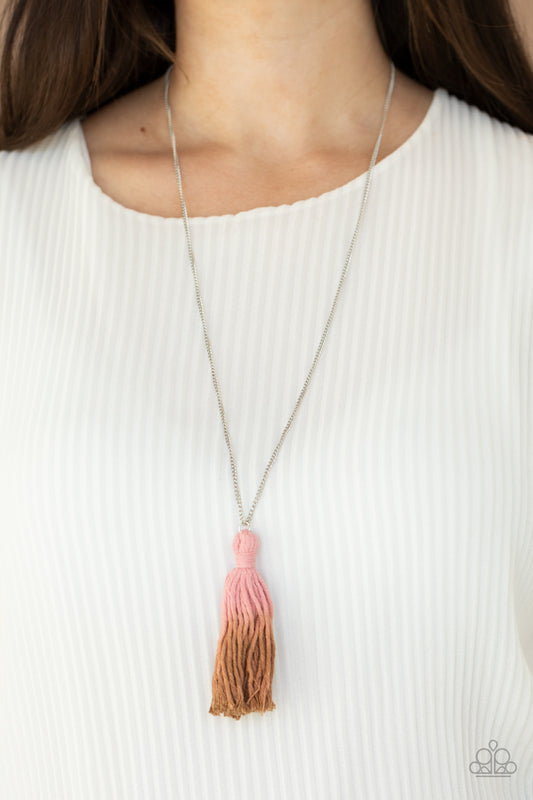 Paparazzi Totally Tasseled - Pink Necklace a Tassel Jewelry online at AainaasTreasureBox. Tax Free!