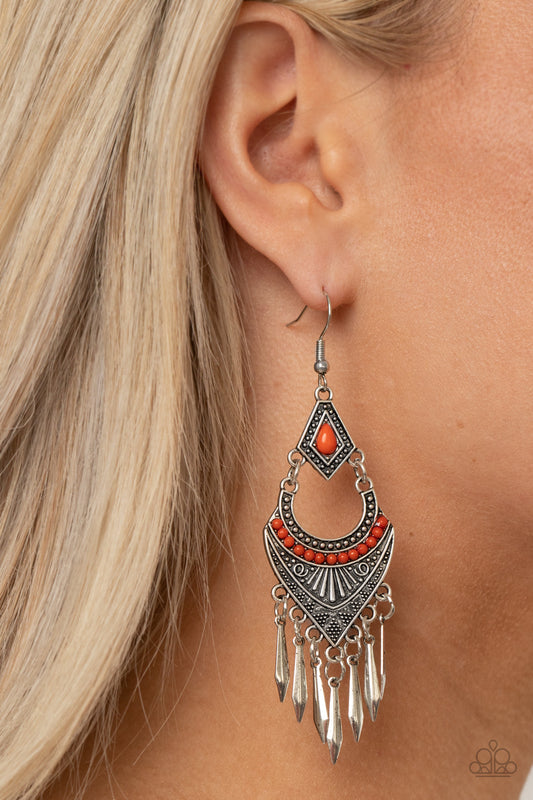 Paparazzi Earring ~ Trailblazer Beam - Orange