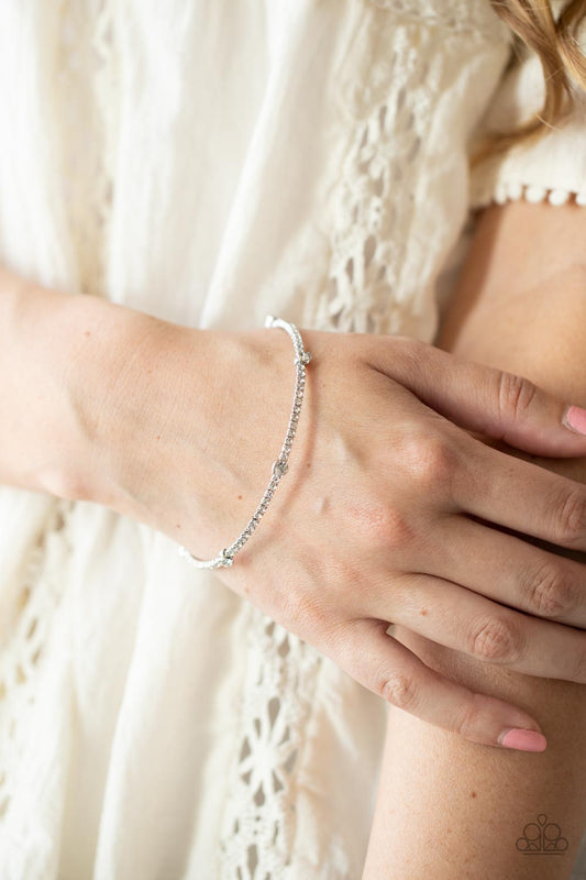 Paparazzi Bracelet ~ Upgraded Glamour - White Dainty Coil Bracelet