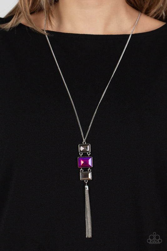 Paparazzi Uptown Totem Pink $5 Long Necklace. Smoky Hematite Pink Gem Pendant. Ships Free!