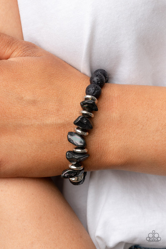 Volcanic Vacay Black Oil Spill Lava Bracelet Paparazzi Accessories. #P9UR-SVXX-199XX. Free Shipping