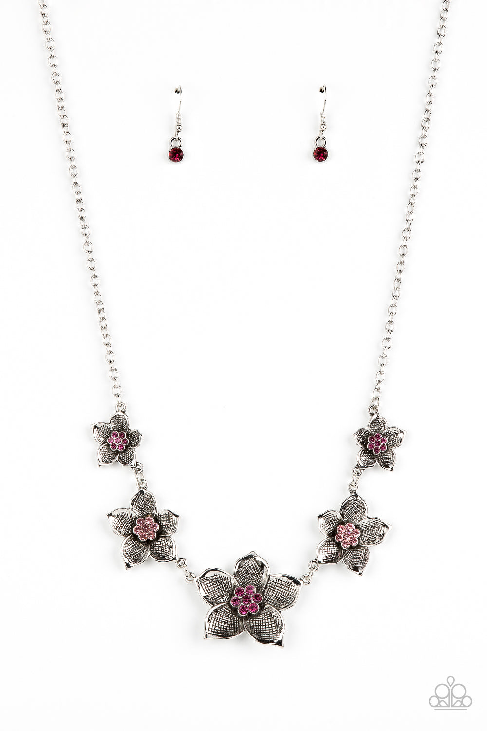 Wallflower Wonderland Pink Floral Dainty Necklace Paparazzi Accessories. Free Shipping.