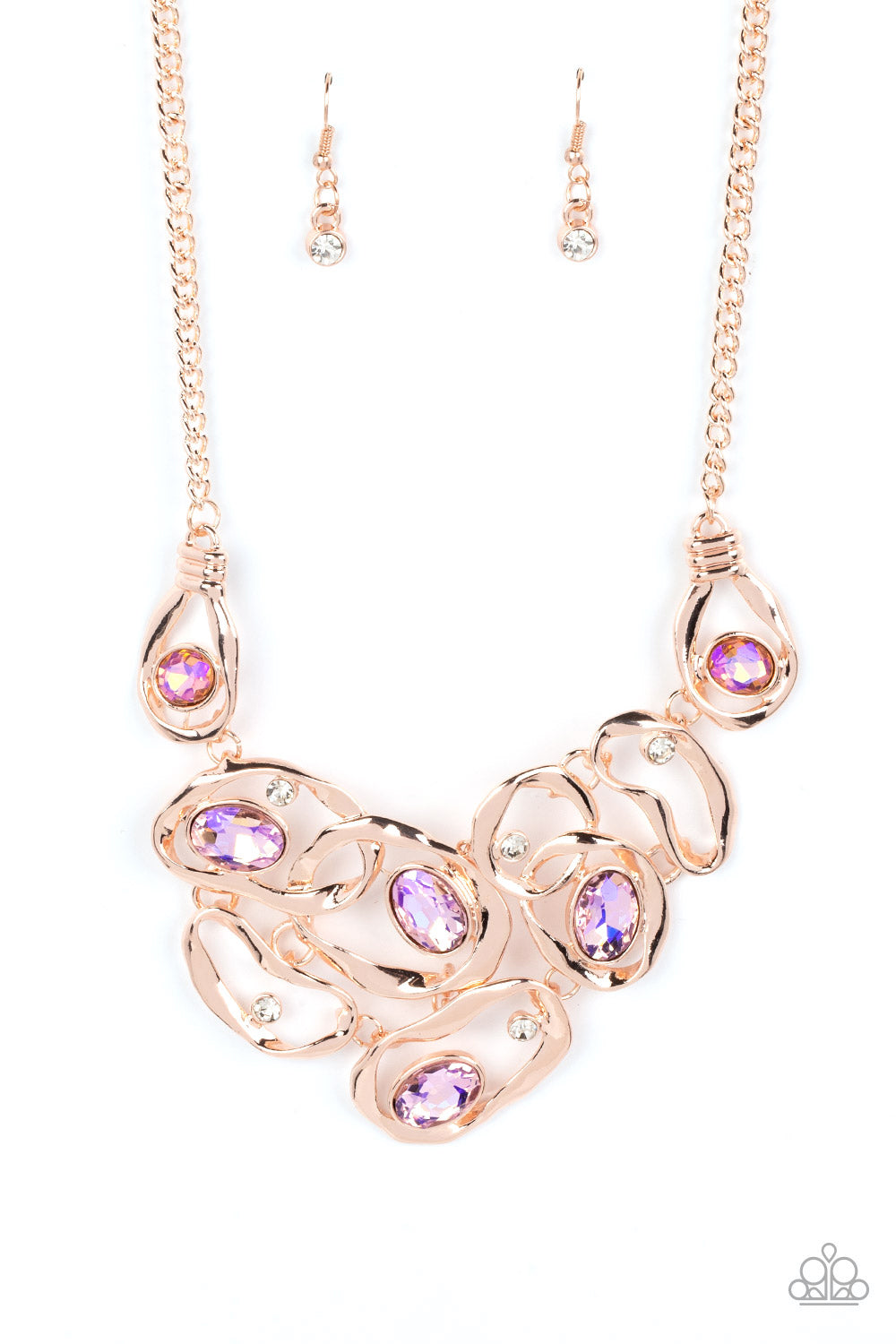 Warp Speed - Rose Gold Necklace Paparazzi Accessories. #P2ST-GDRS-134XX. Subscribe & Save.