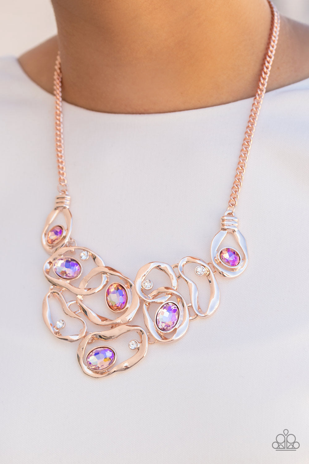 Paparazzi Warp Speed Rose Gold Necklace. #P2ST-GDRS-134XX. Get Free Shipping. 