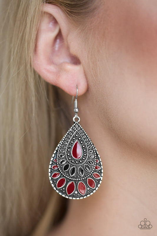 Paparazzi Earring ~ Westside Wildside - Red Earring