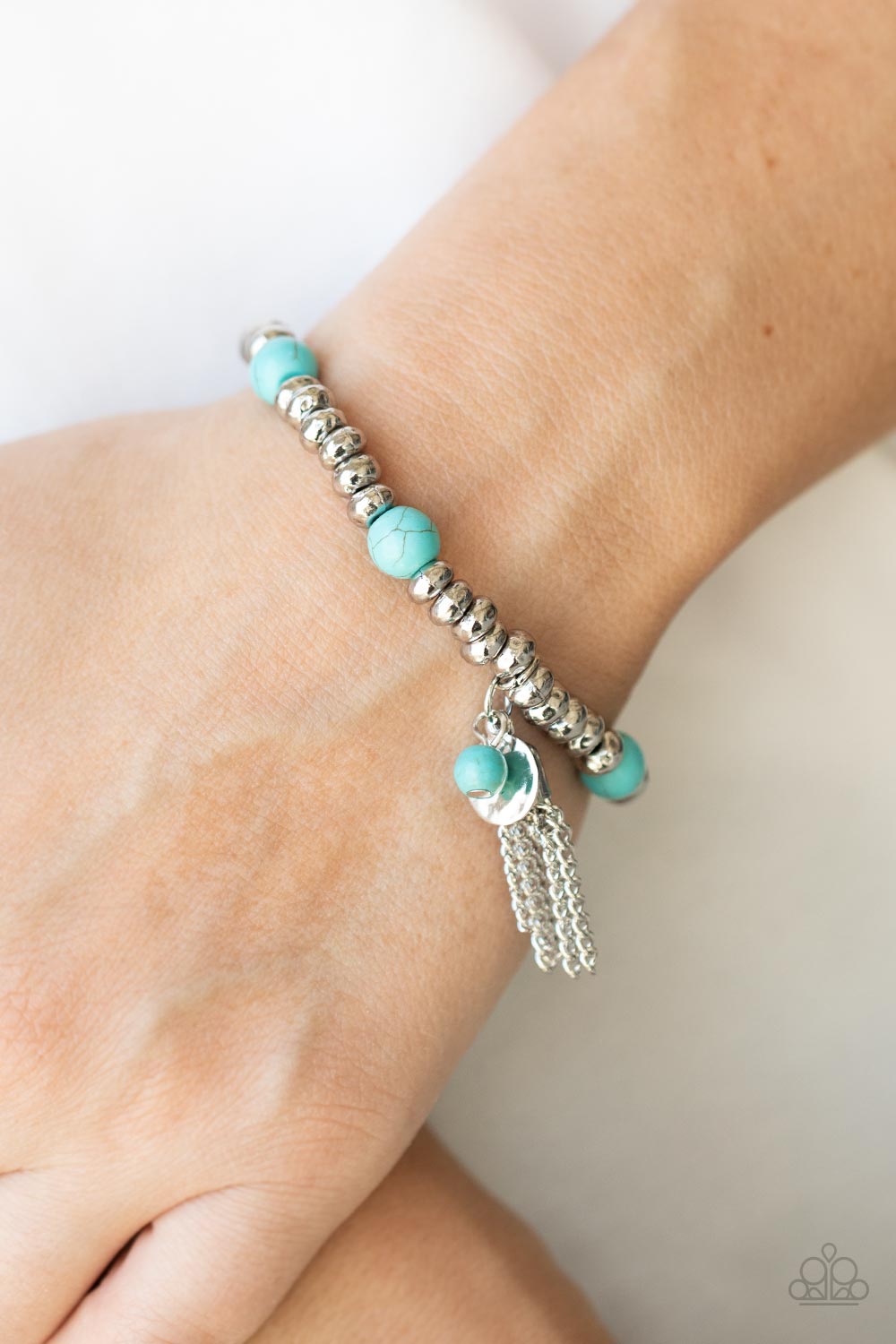 Paparazzi Bracelet ~ Whimsically Wanderlust - Blue Stone Stretchy Bracelet