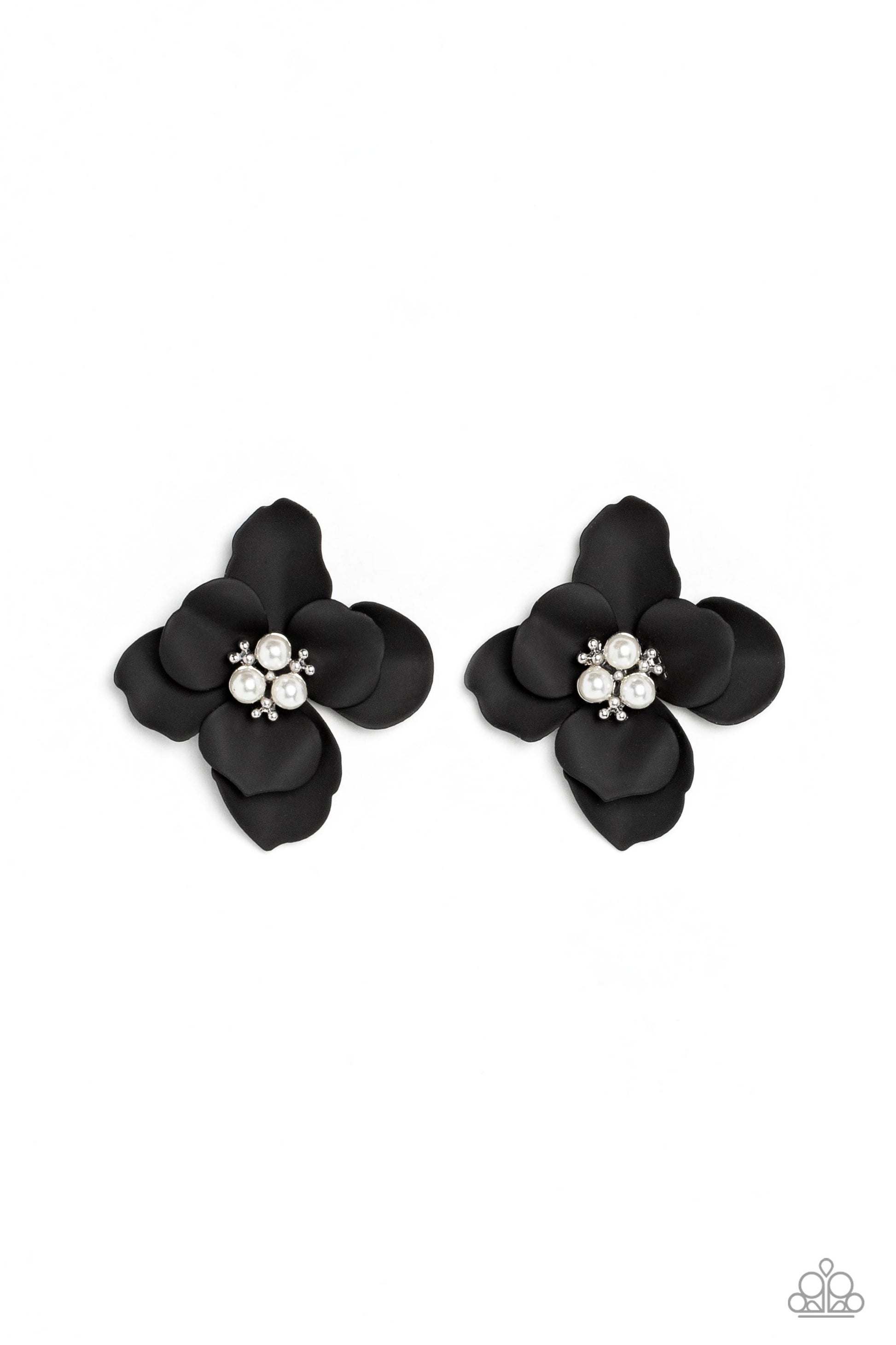 Jovial Jasmine Black $5 Earring Paparazzi Accessories. #P5PO-BKXX-216XX. Get free shipping