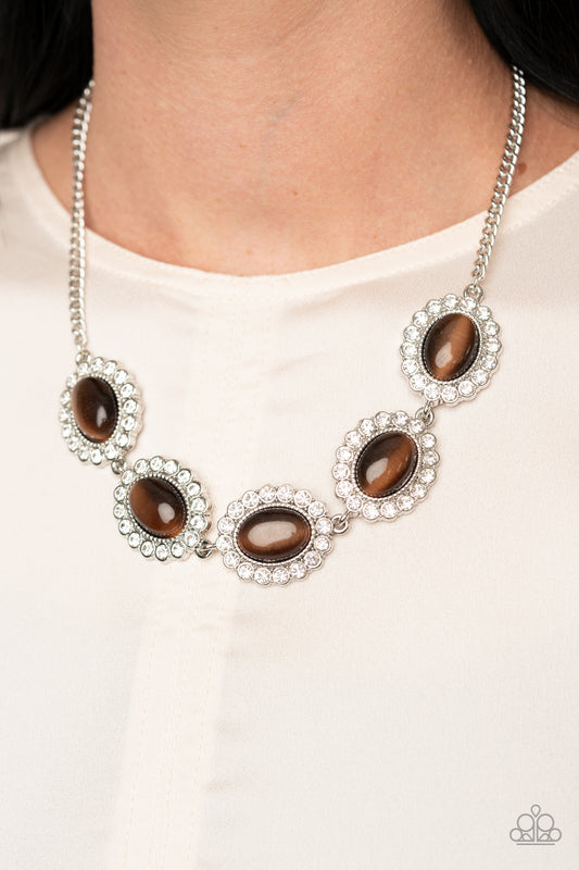 A DIVA-ttitude Adjustment Brown $5 Necklace Paparazzi Accessories. #P2RE-BNXX-244VR